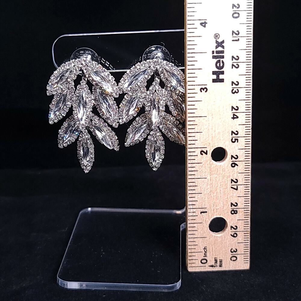 Clear Rhinestone 2" Drop Dangle Earrings New With Tags Anna & Ava Marquis - Picture 4 of 6